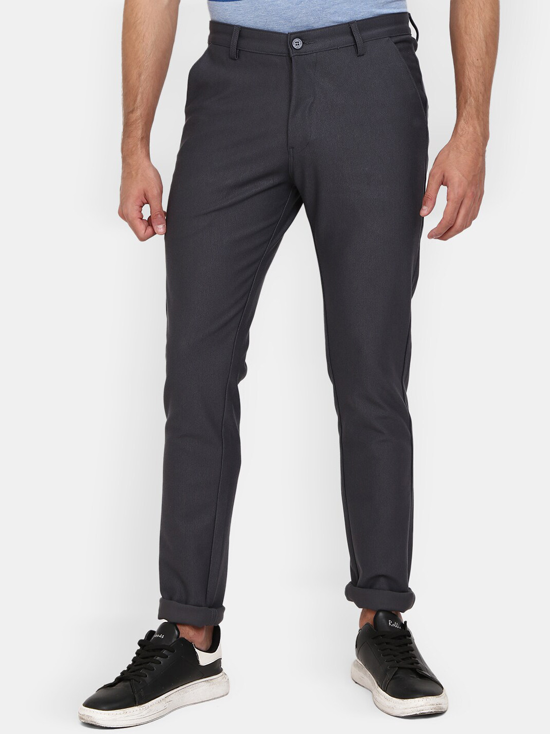 

V-Mart Men Grey Classic Cotton Slim Fit Chinos Trousers