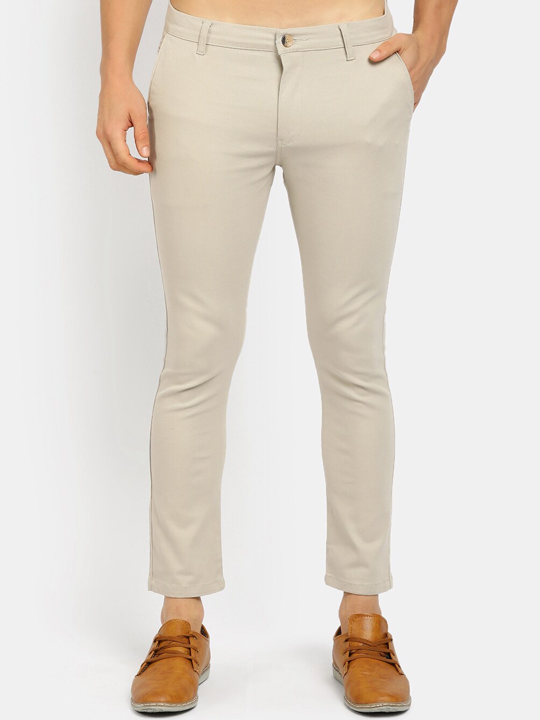 

V-Mart Men Off White Cotton Classic Trousers