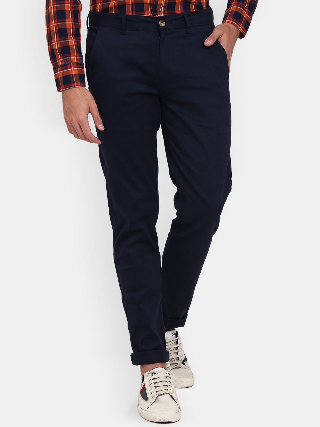 

V-Mart Men Navy Blue Classic Slim Fit Chinos Trousers