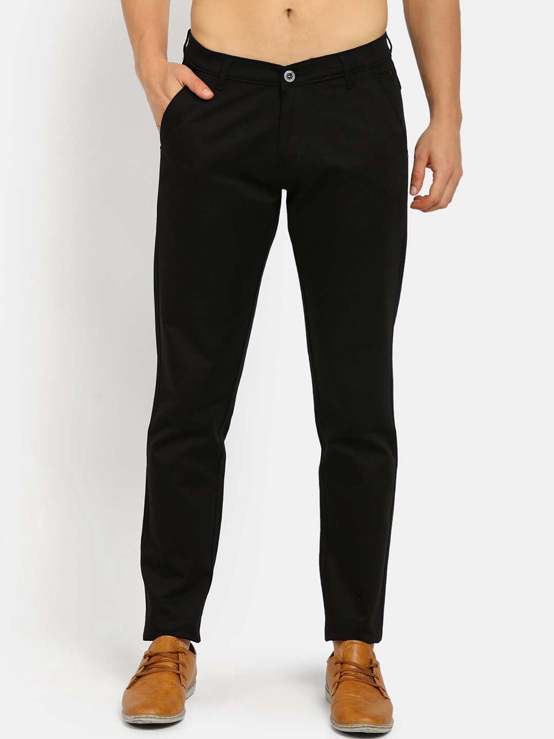 

V-Mart Men Black Cotton Classic Slim Fit Chinos Trousers