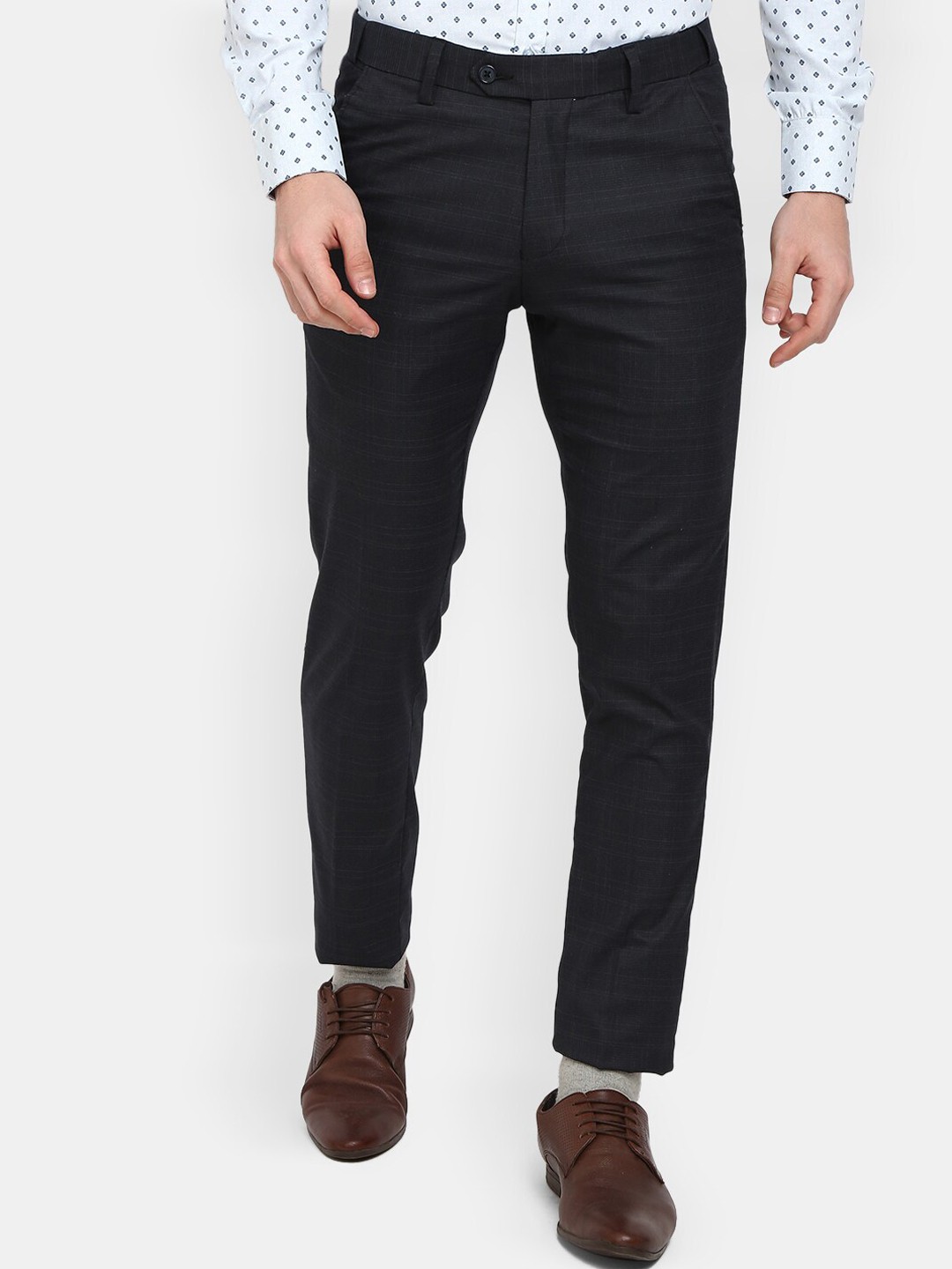 

J White by Vmart Men Blue Cotton Classic Slim Fit Trousers
