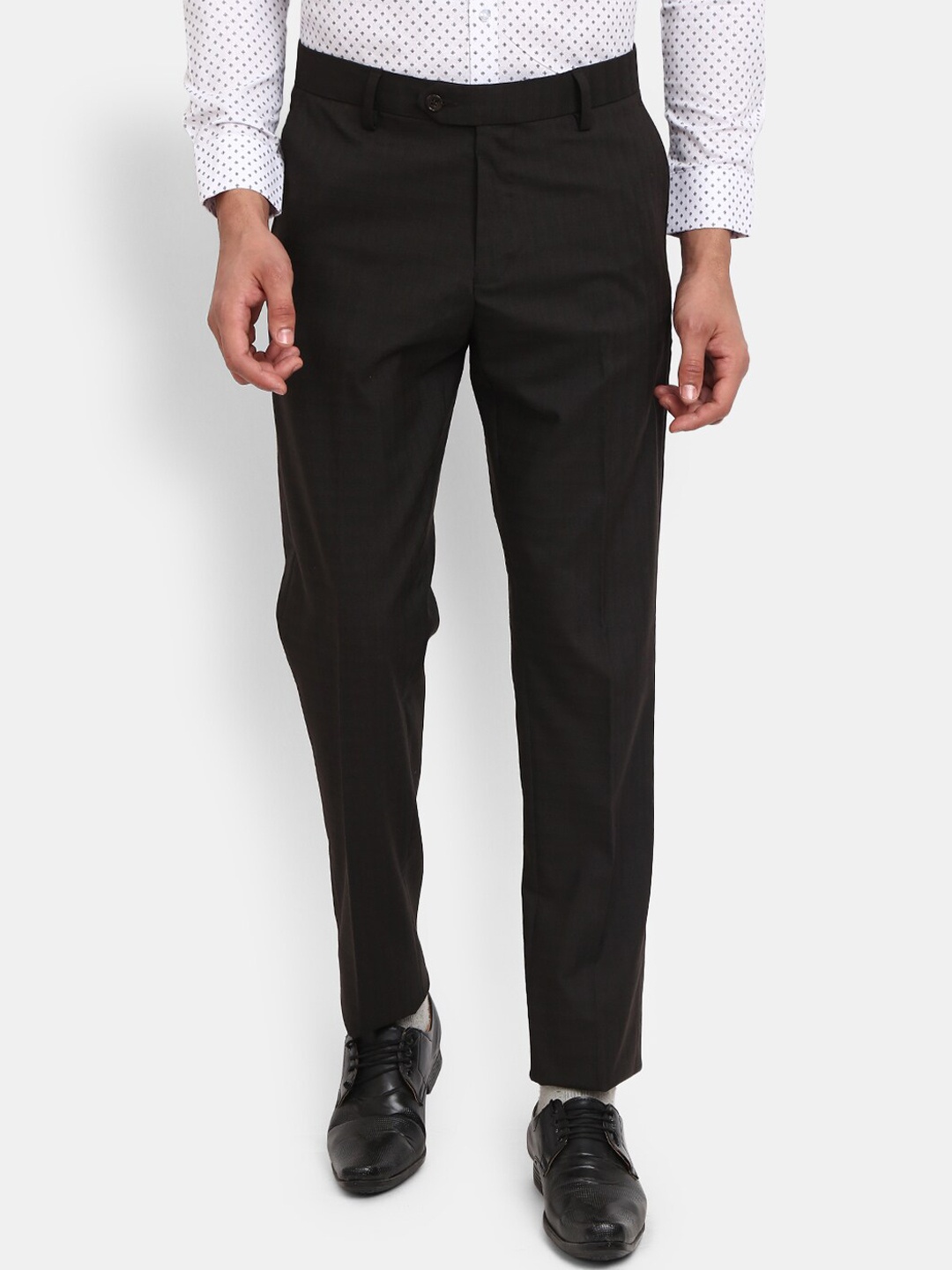 

J White by Vmart Men Brown Solid Cotton Classic Slim Fit Trousers
