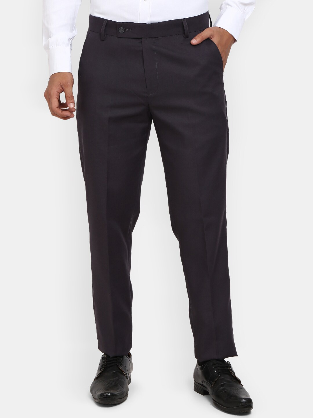 

J White by Vmart Men Grey Solid Classic Slim Fit Trousers