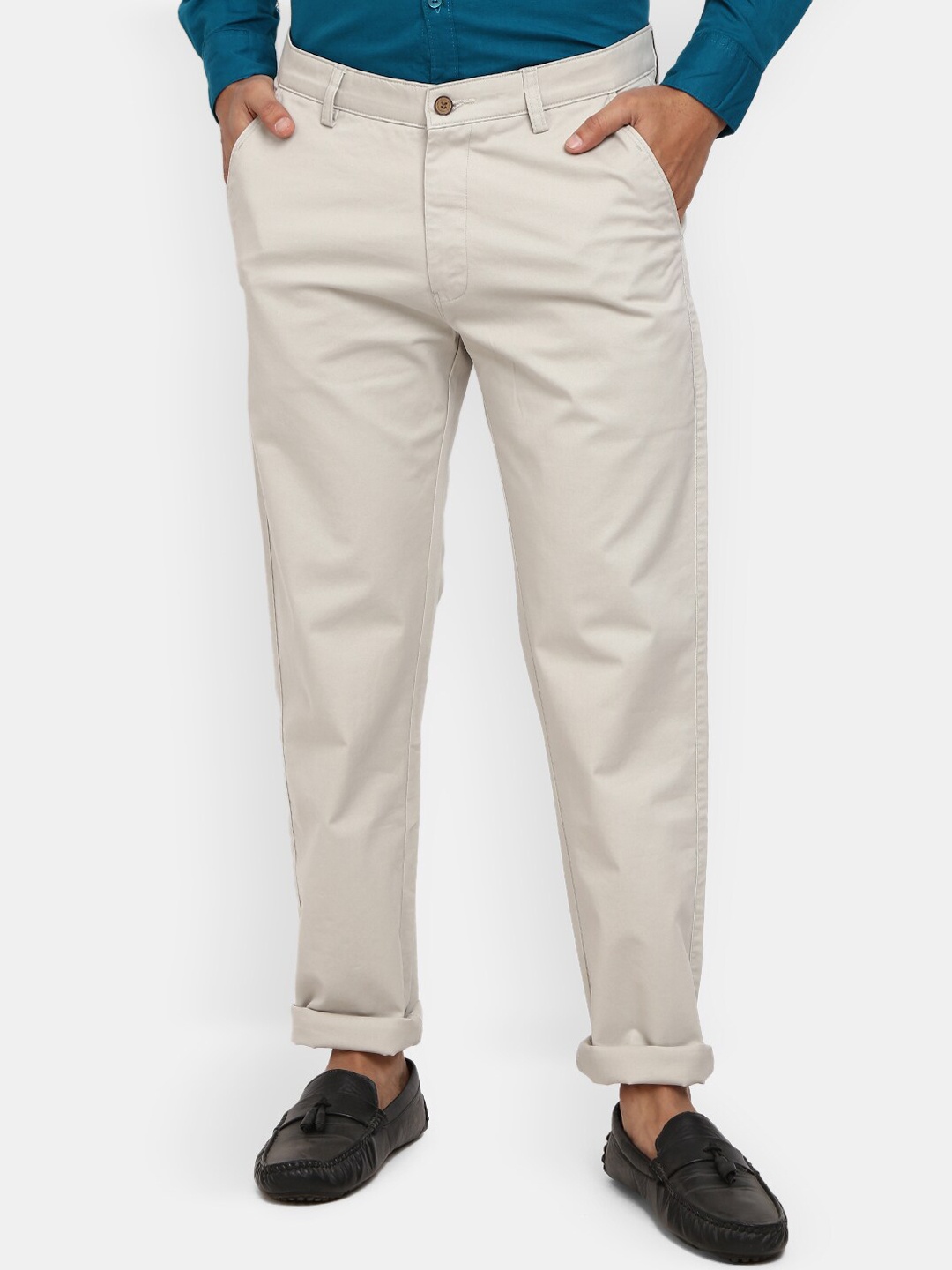 

V-Mart Men Beige Classic Slim Fit Cotton Trousers