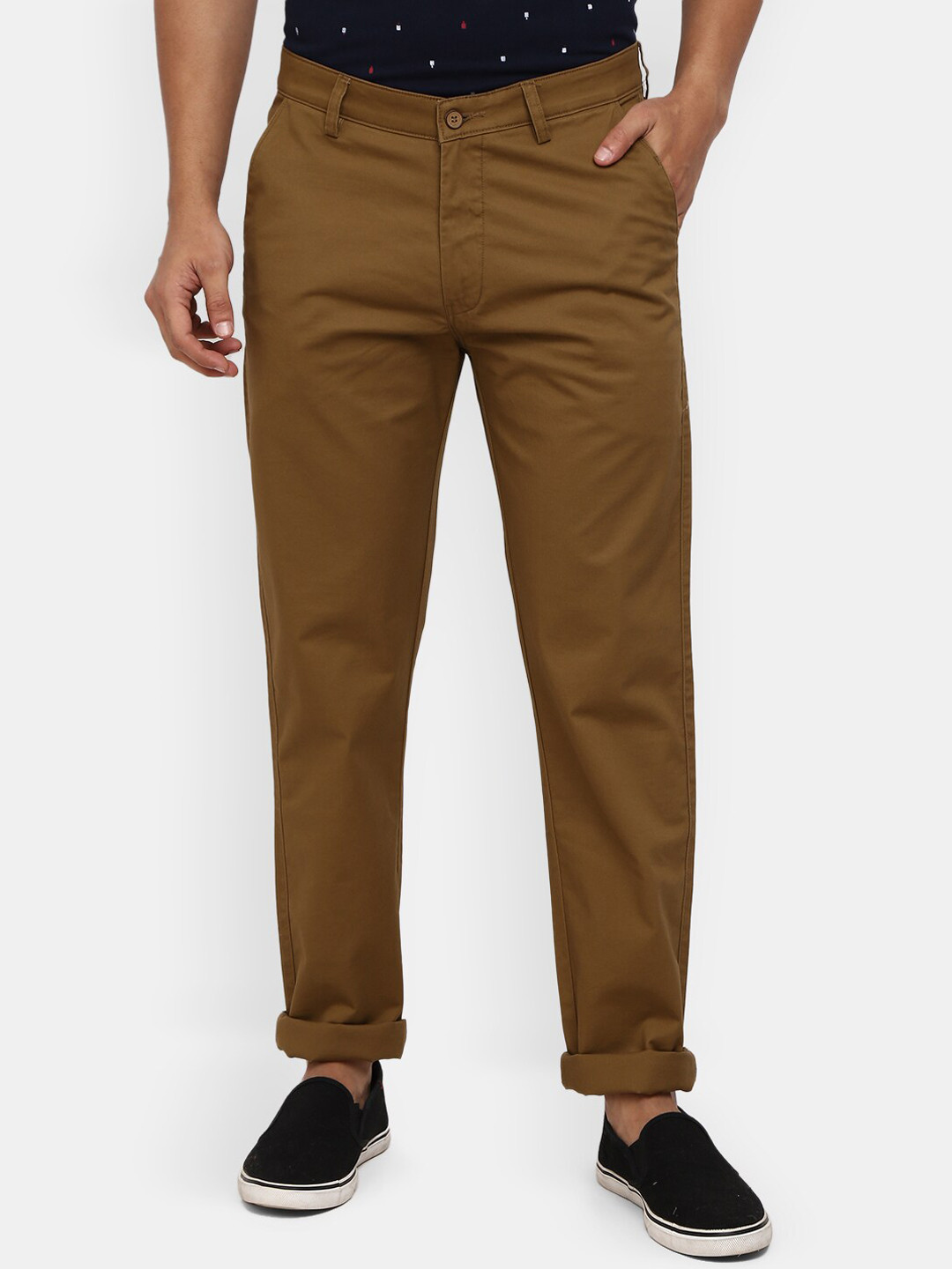 

V-Mart Men Khaki Classic Slim Fit Cotton Trousers