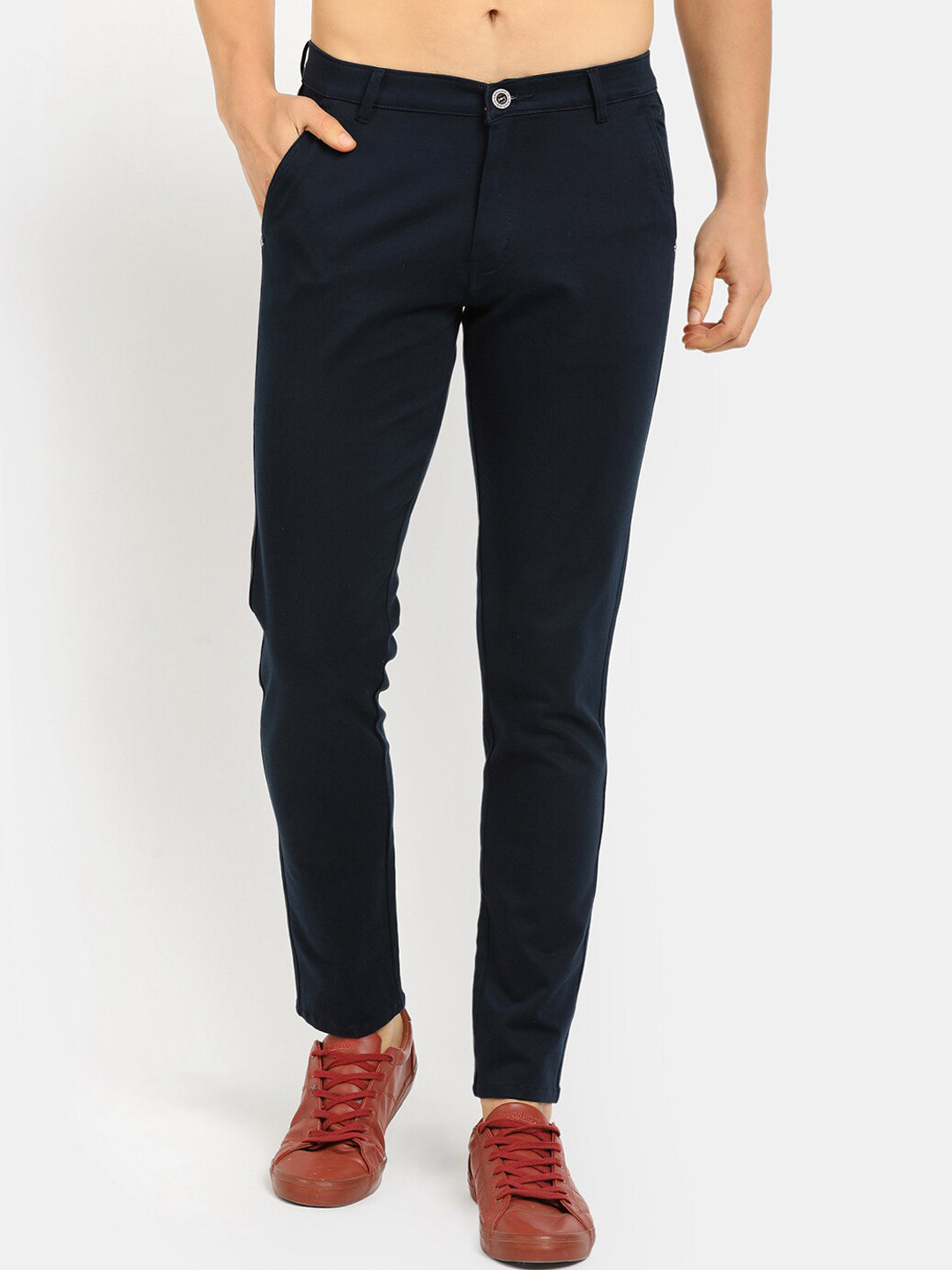 

V-Mart Men Navy Blue Classic Slim Fit Cotton Trousers