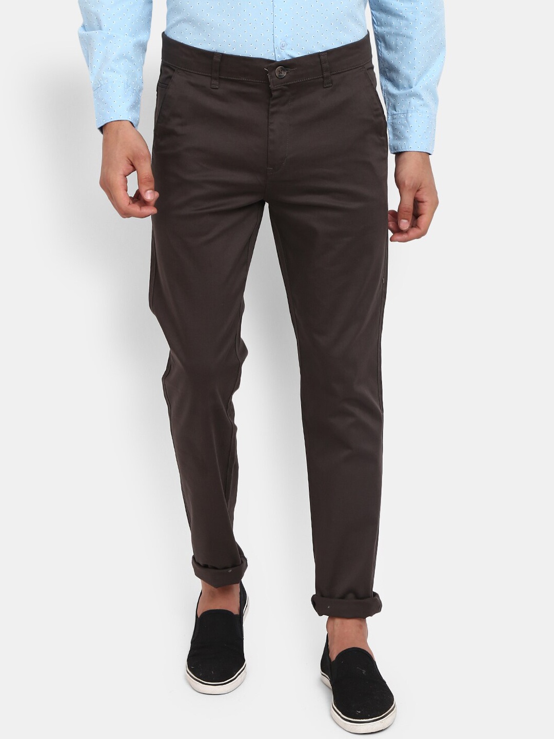 

V-Mart Men Grey Classic Slim Fit Chinos Trousers