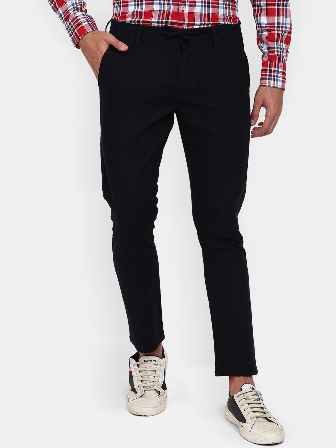 

V-Mart Men Navy Blue Classic Cotton Chinos Trousers