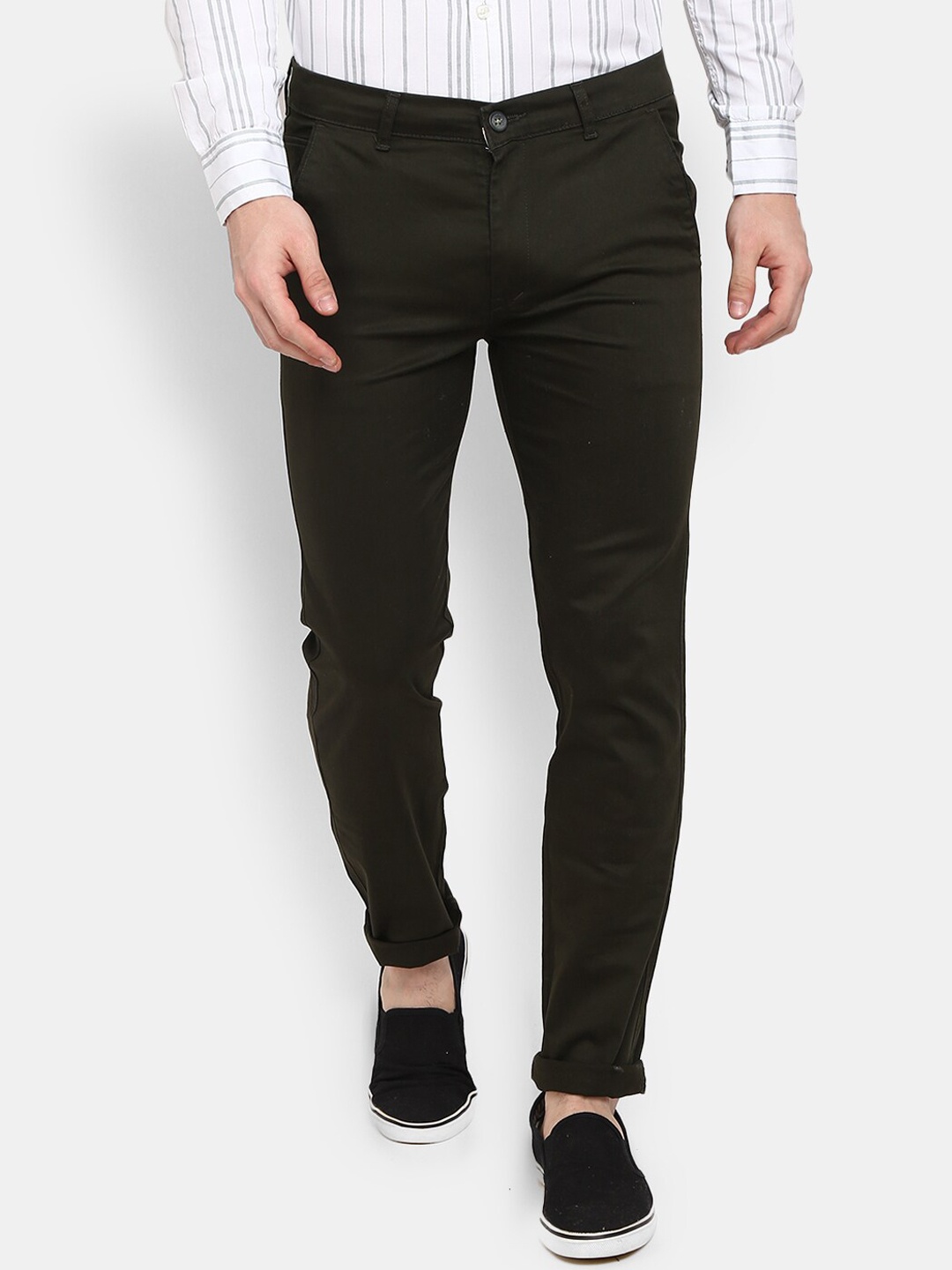 

V-Mart Men Olive Green Classic Slim Fit Trousers