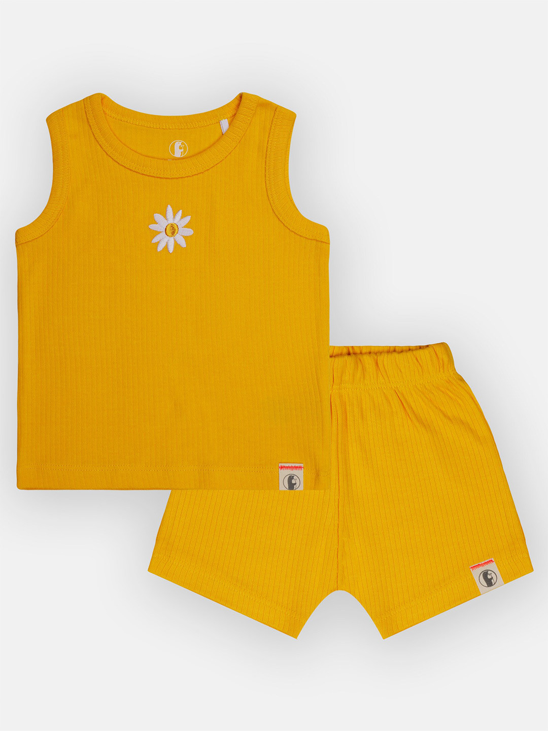 

Babysafe Kids Yellow & White Printed Pure Cotton T-shirt with Shorts Set
