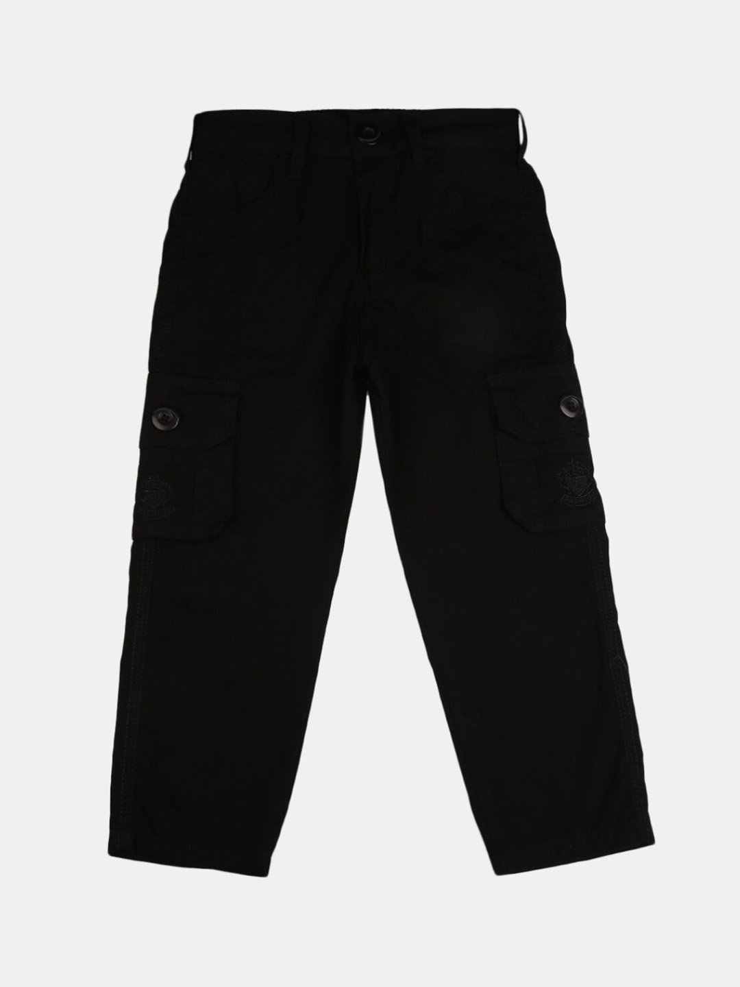 

V-Mart Boys Black Solid Classic Cargos Trousers