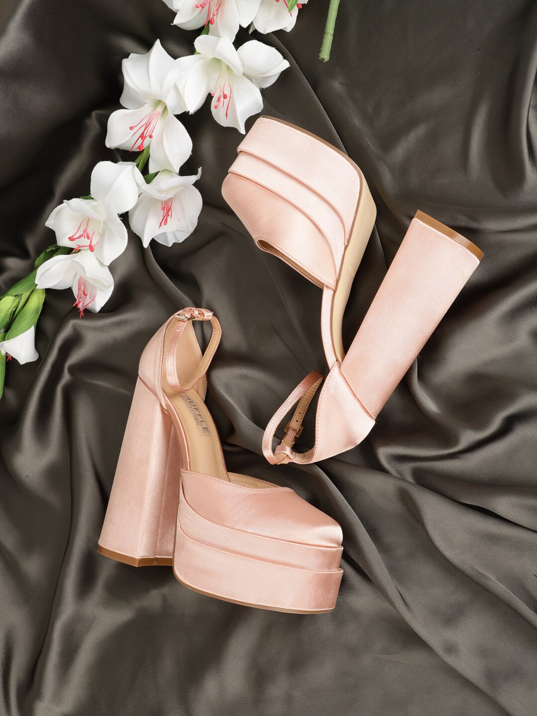 

Truffle Collection Champagne Solid Block Heels