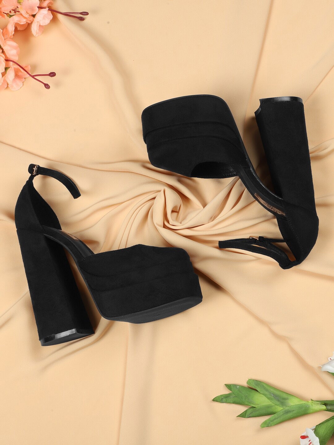 

Truffle Collection Black Suede Block Heels