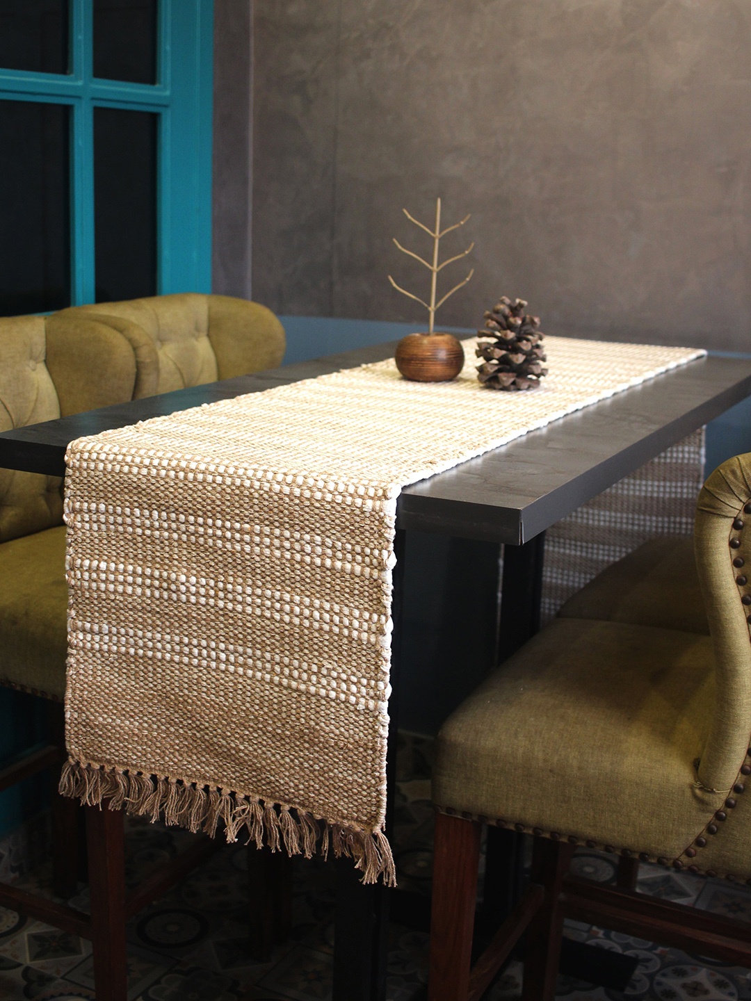 

THE little BIG STORE Brown & White Woven Pure Cotton Runners