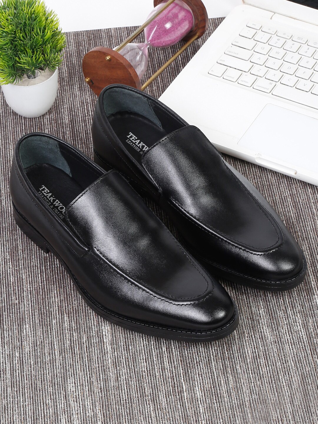 

Teakwood Leathers Men Black Solid Leather Formal Slip-on Shoes