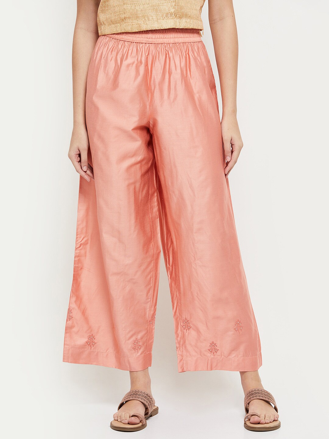 

max Women Peach-Coloured Ethnic Palazzos