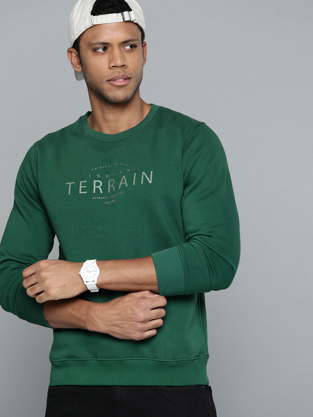 

Indian Terrain Men Brand Logo Printed Sweatshirt, Green