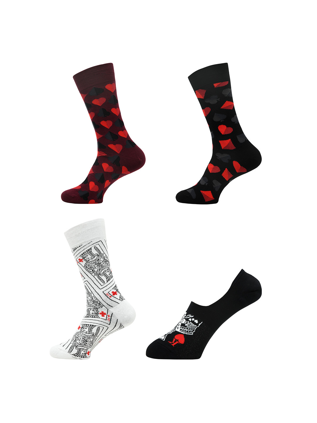 

Balenzia Men Pack of 4 Patterned Cotton Calf-Length Socks, White
