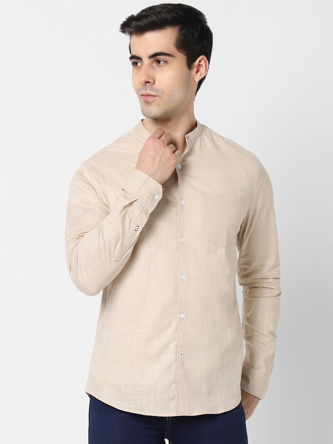

VASTRADO Men Beige Cotton Casual Shirt