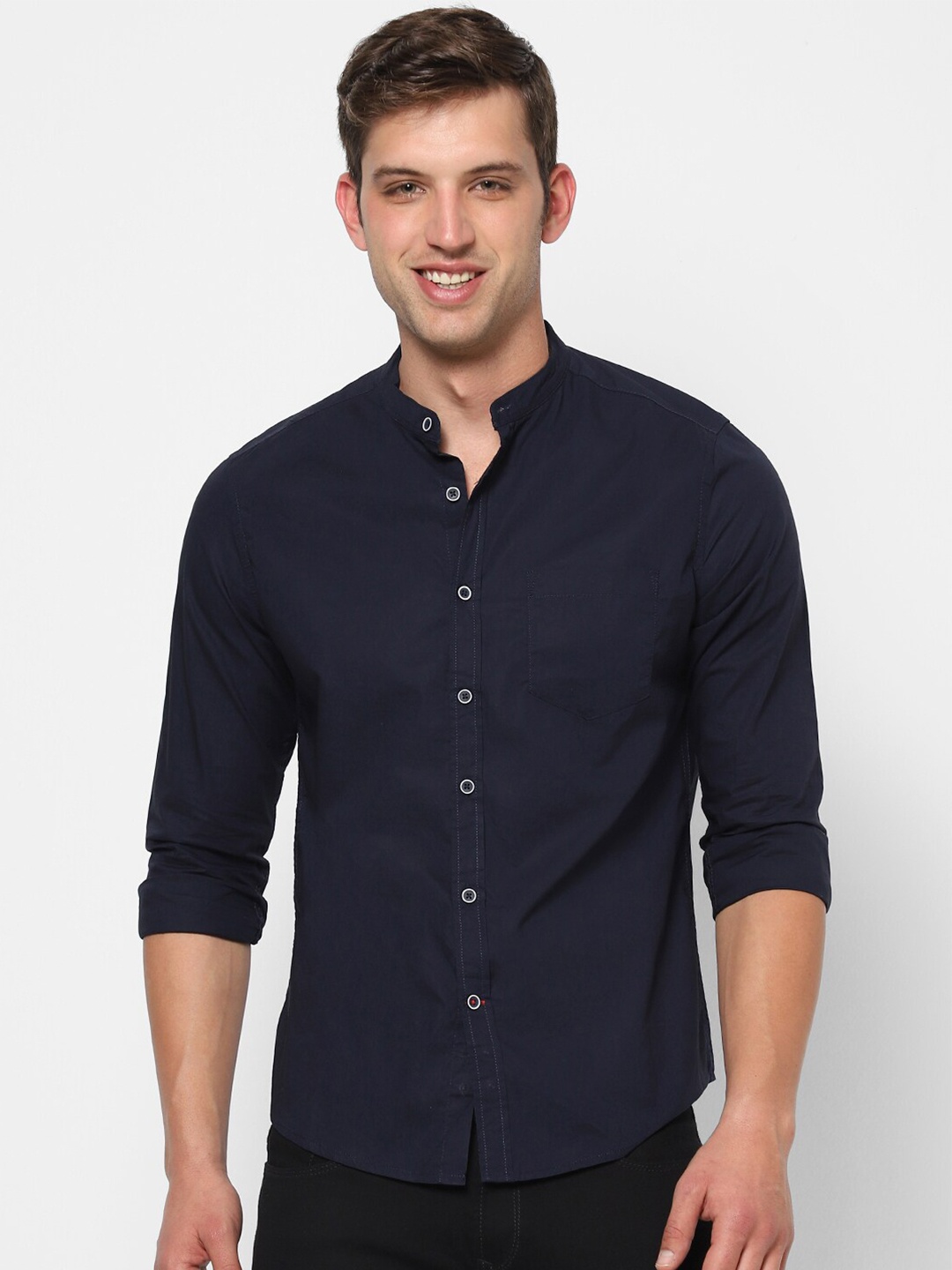 

VASTRADO Men Navy Blue Cotton Casual Shirt