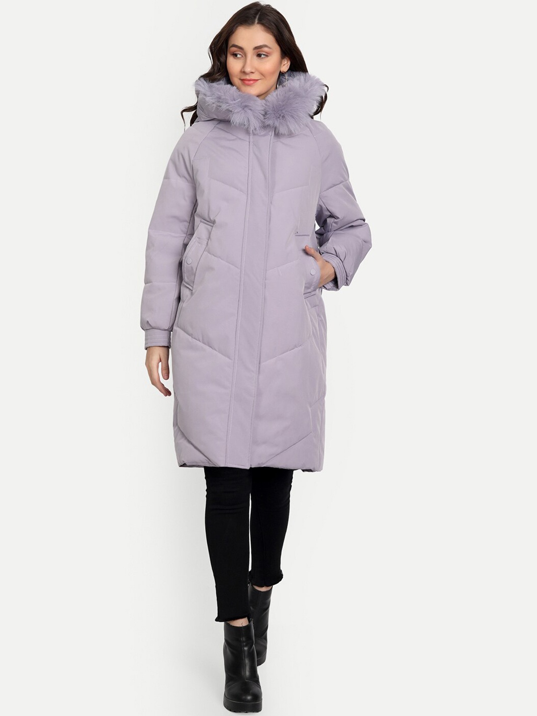 

iki chic Women Purple Windcheater Longline Duster Jacket