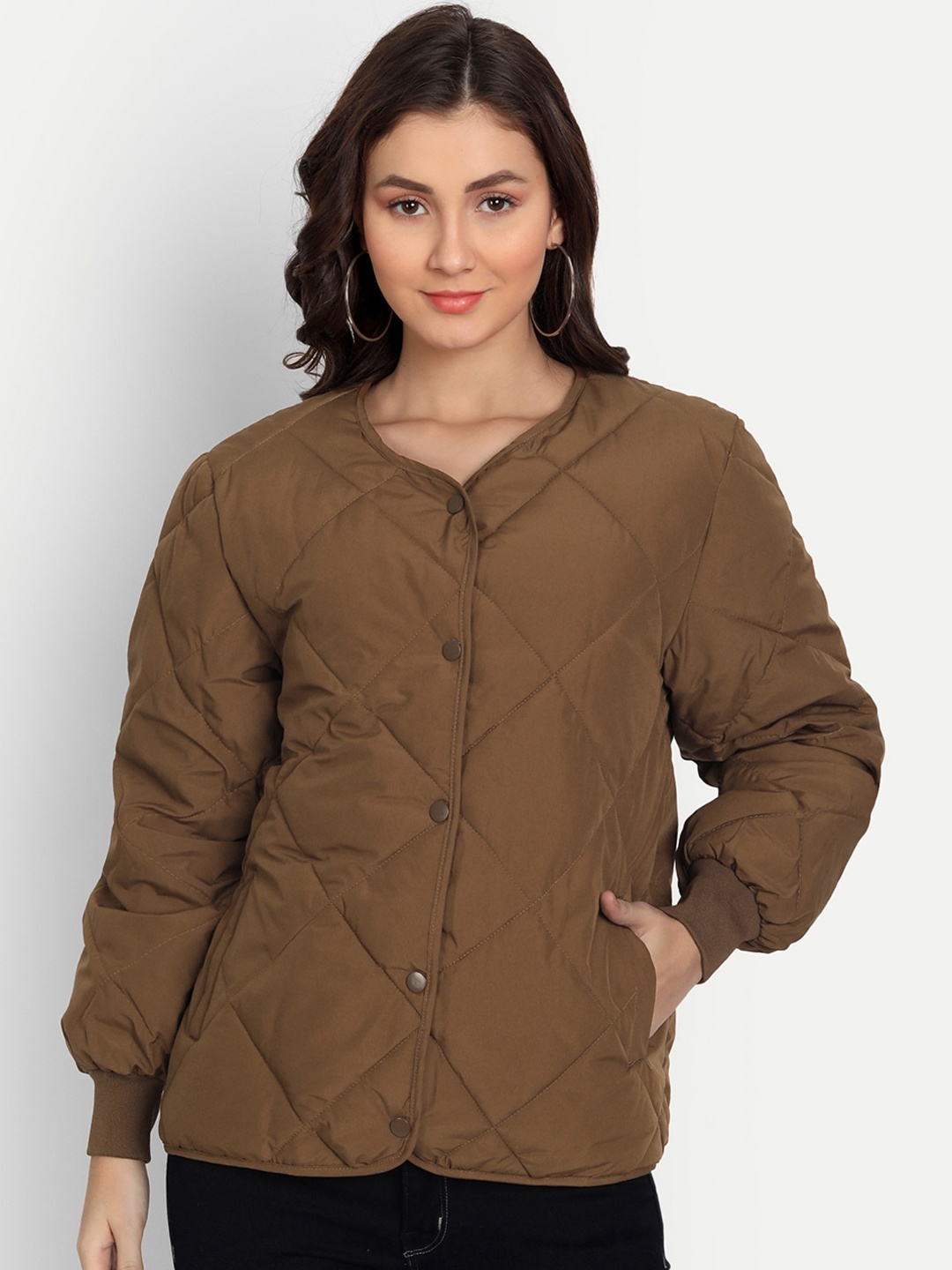 

iki chic Women Brown Windcheater Bomber Jacket