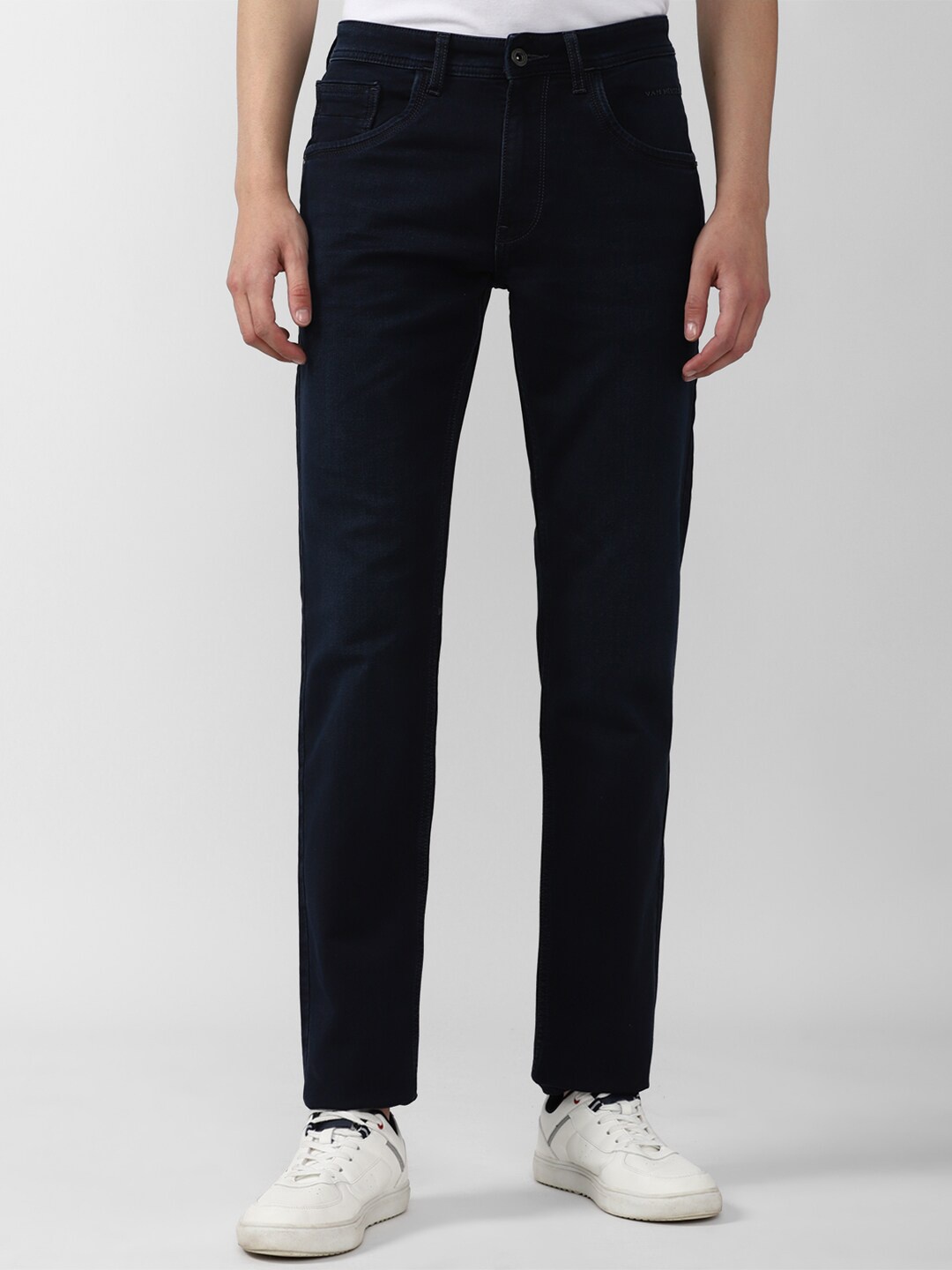 

VAN HEUSEN DENIM LABS Men Regular Fit Mid-Rise Cotton Jeans, Navy blue