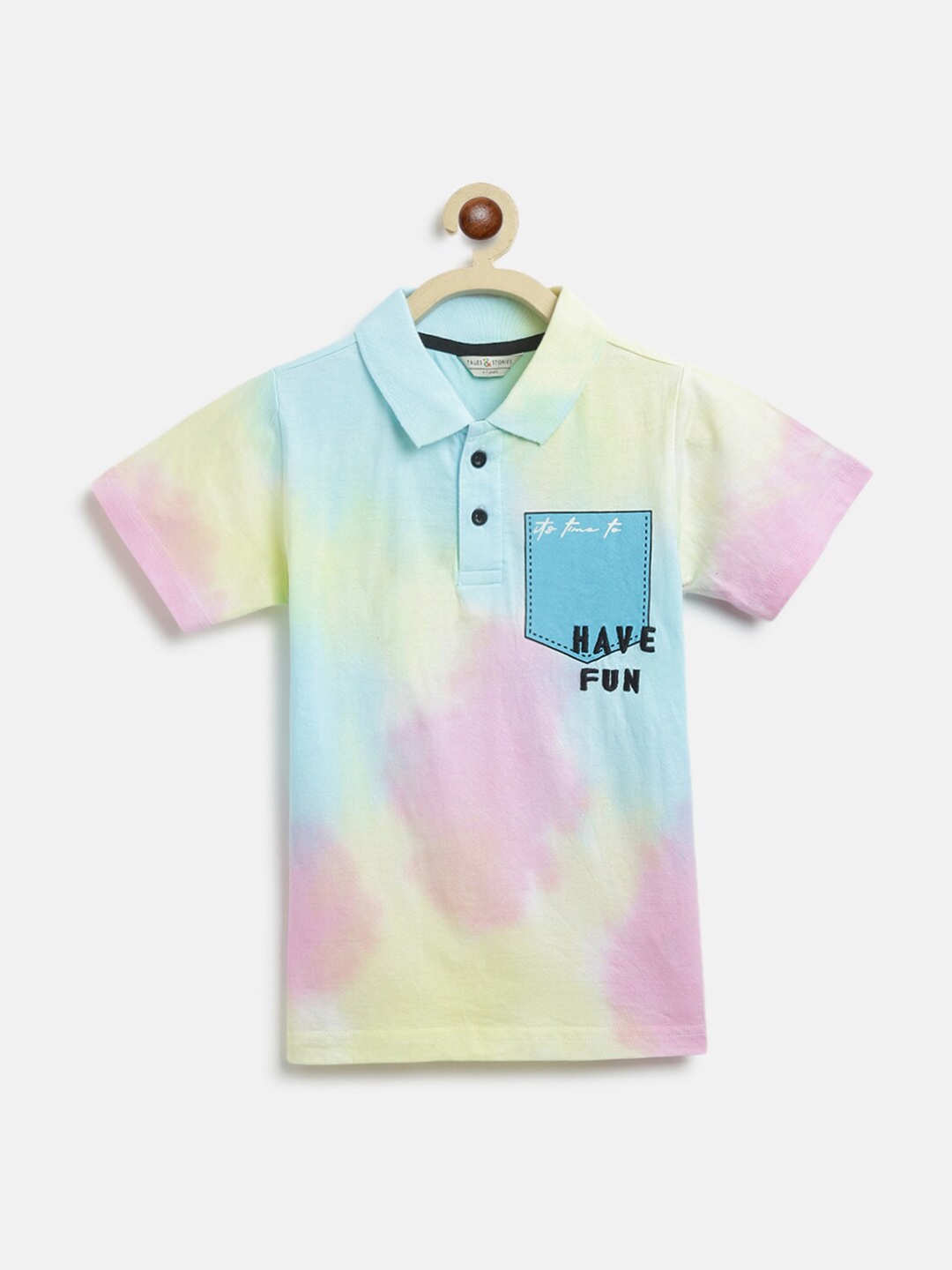 

TALES & STORIES Boys Multicoloured Dyed Polo Collar T-shirt, Multi