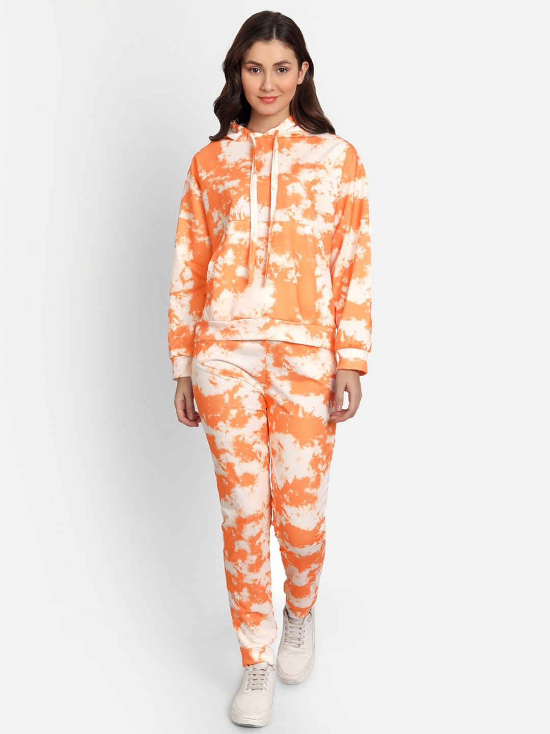 

iki chic Woman Tie-Dye Oversized Hoodie & Joggers Co-Ord Set, Orange