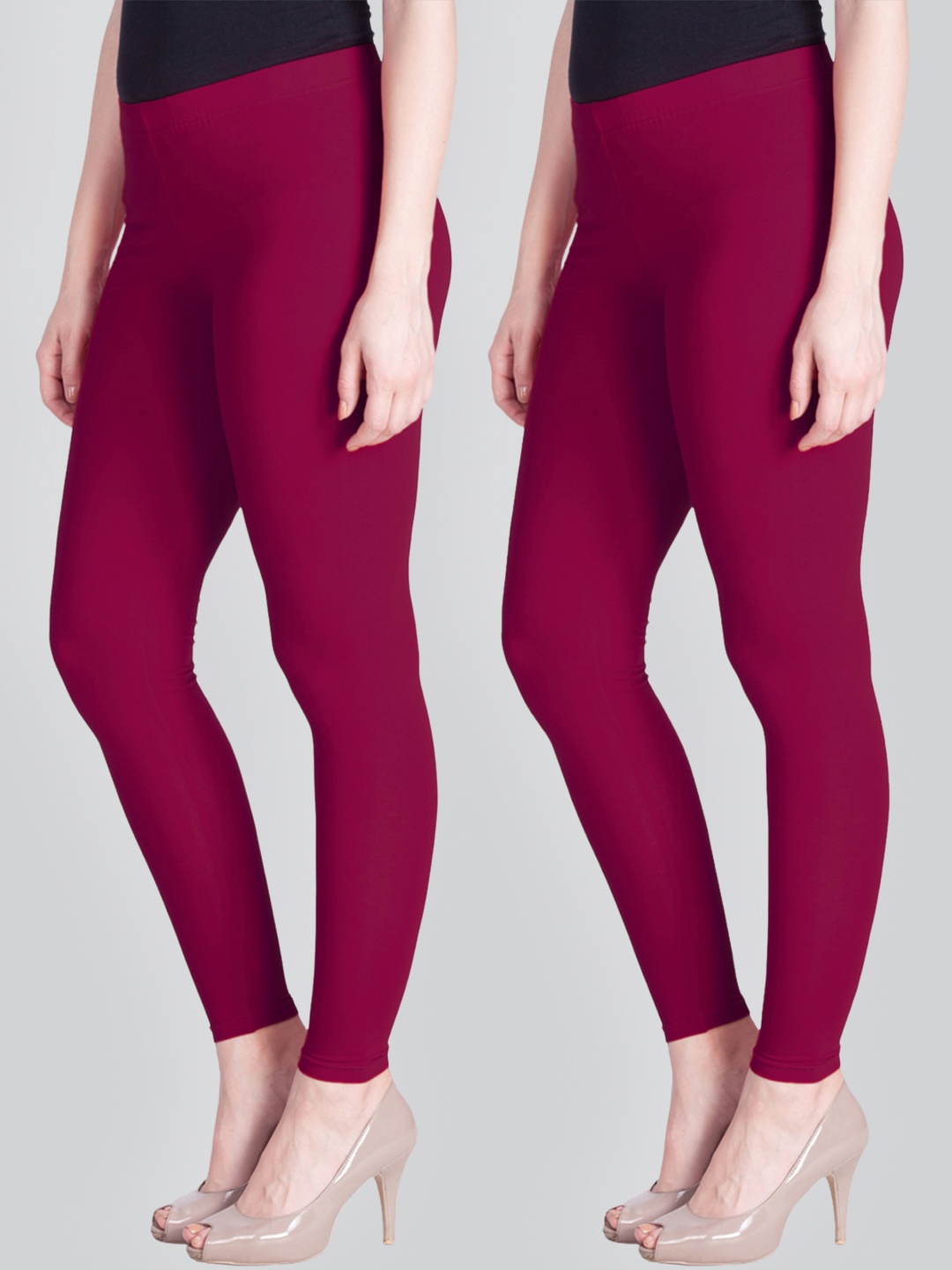 

LYRA Women Pack of 2 Burgundy Ankle Length Leggings