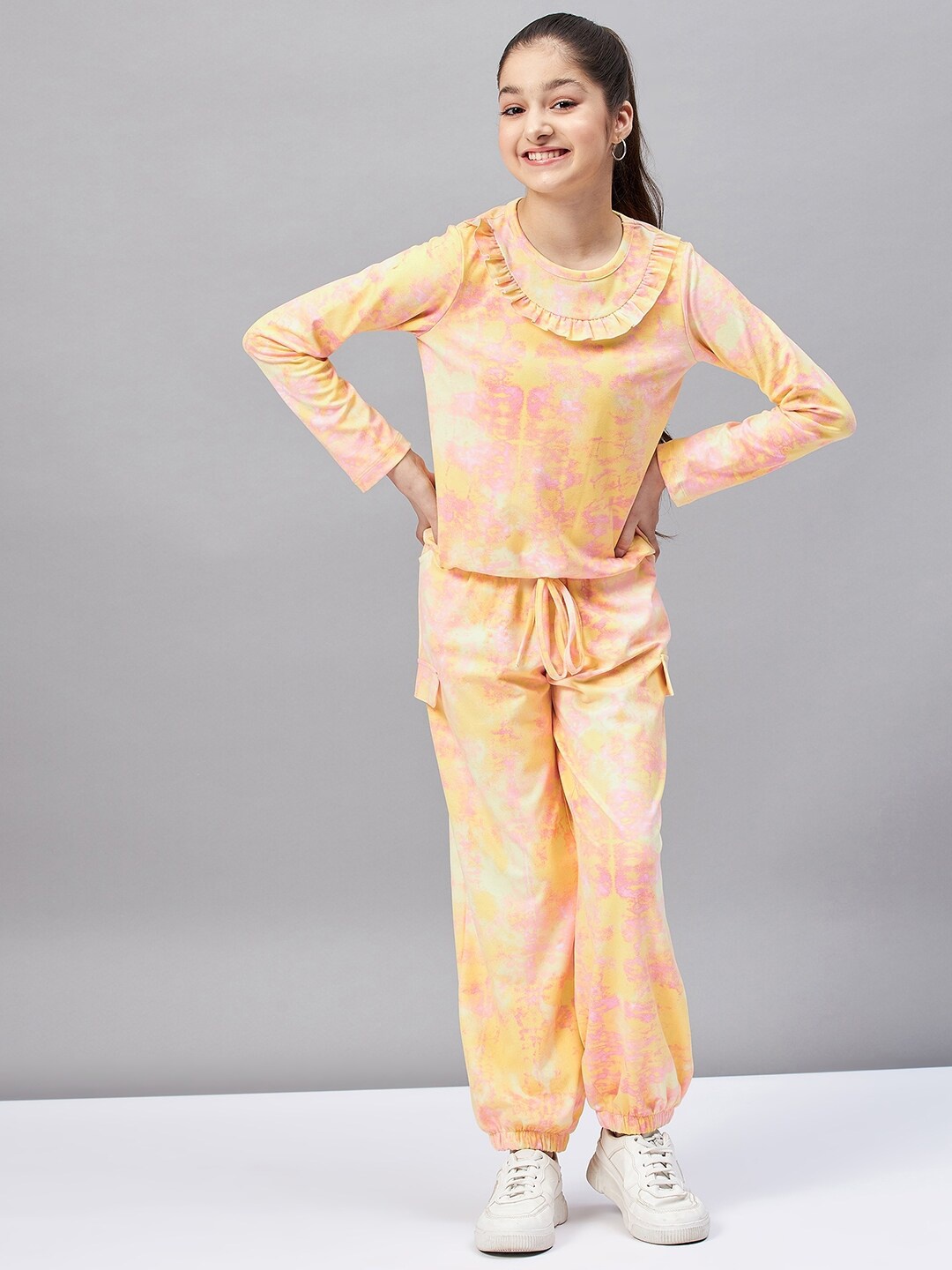 

Stylo Bug Girls Yellow & Pink Dyed Top with Trouser