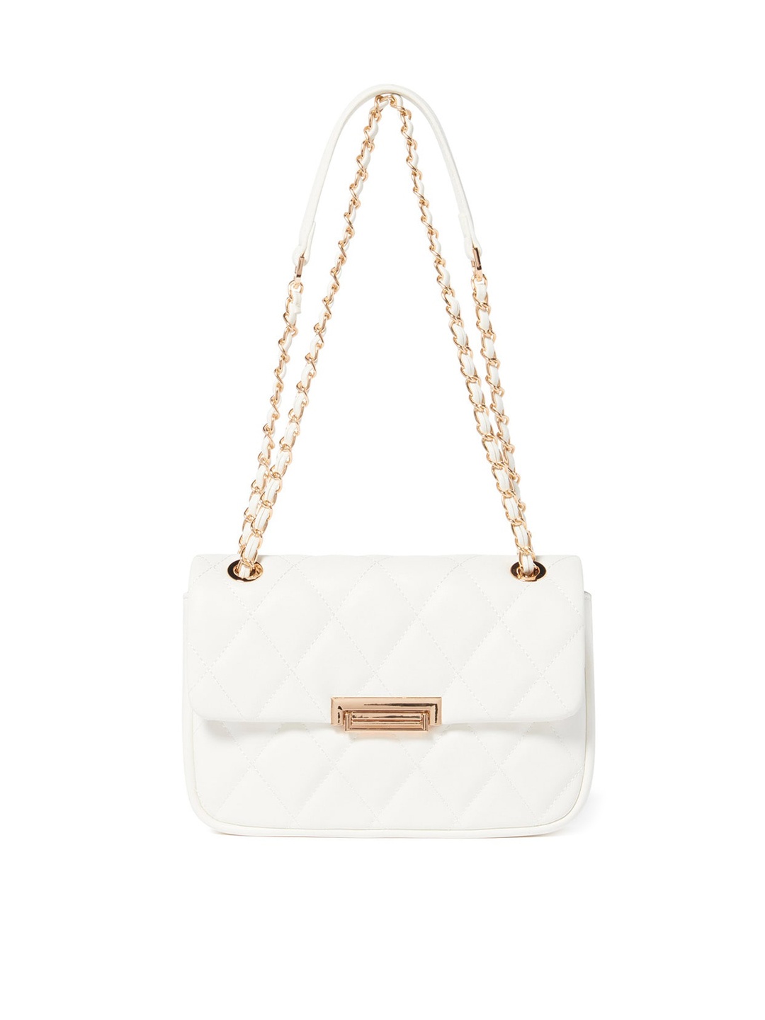 

Forever New Women White Textured Structured Shoulder Bag with Quilted