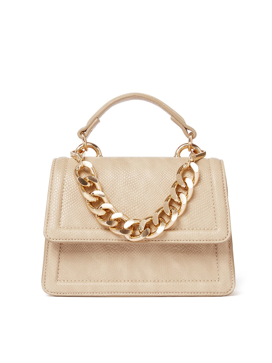 

Forever New Women Beige PU Oversized Structured Sling Bag