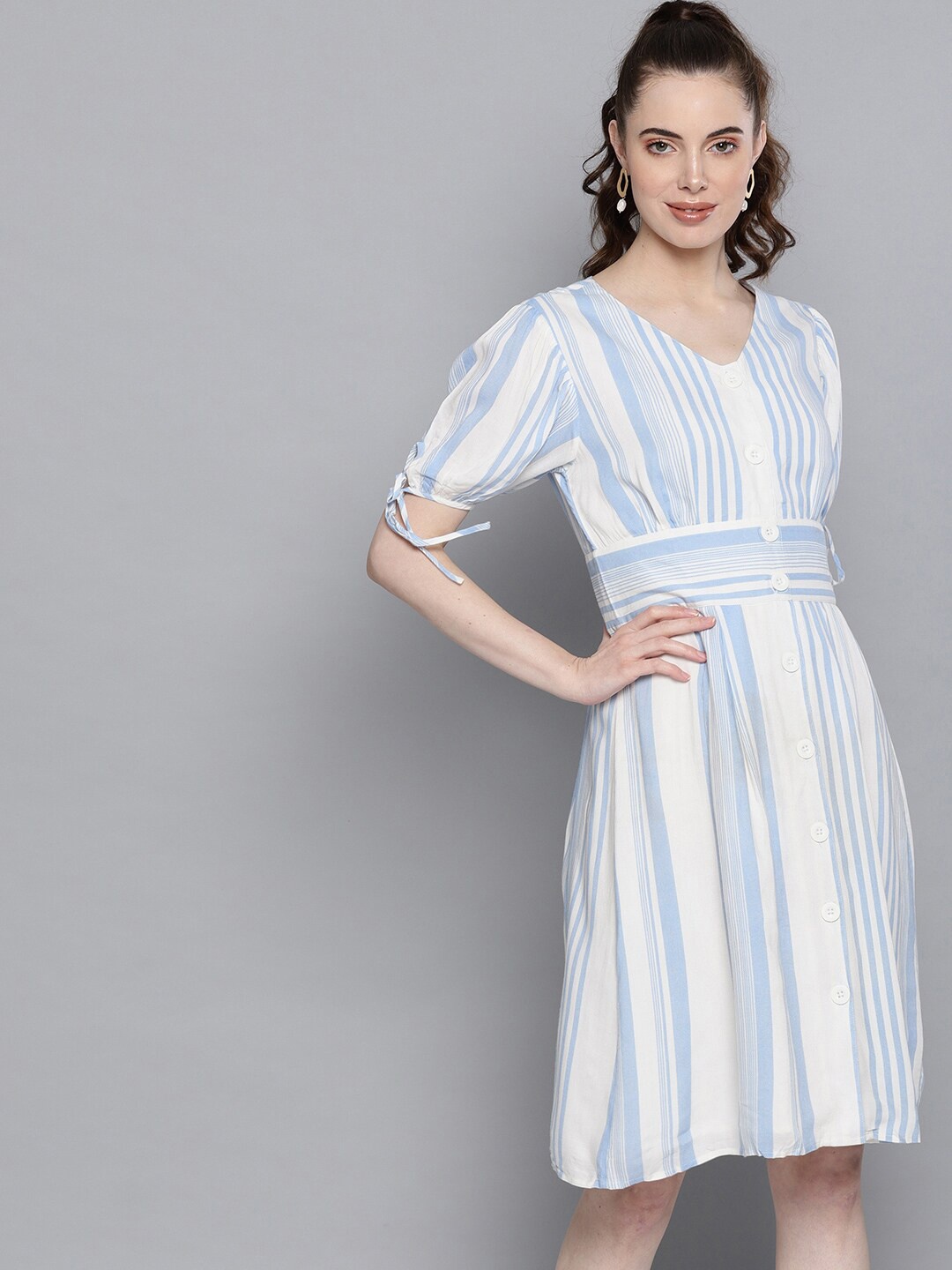 

Carlton London Blue & White Striped Dress