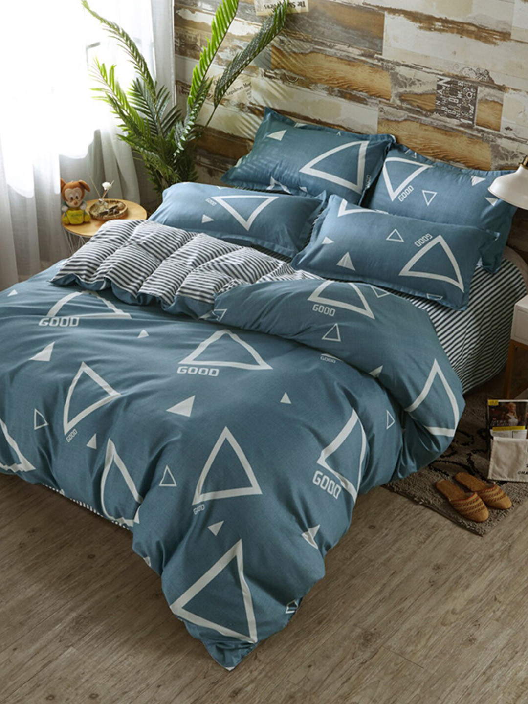 

JC HOME Grey & White Printed Double Extra Large Bedding Set