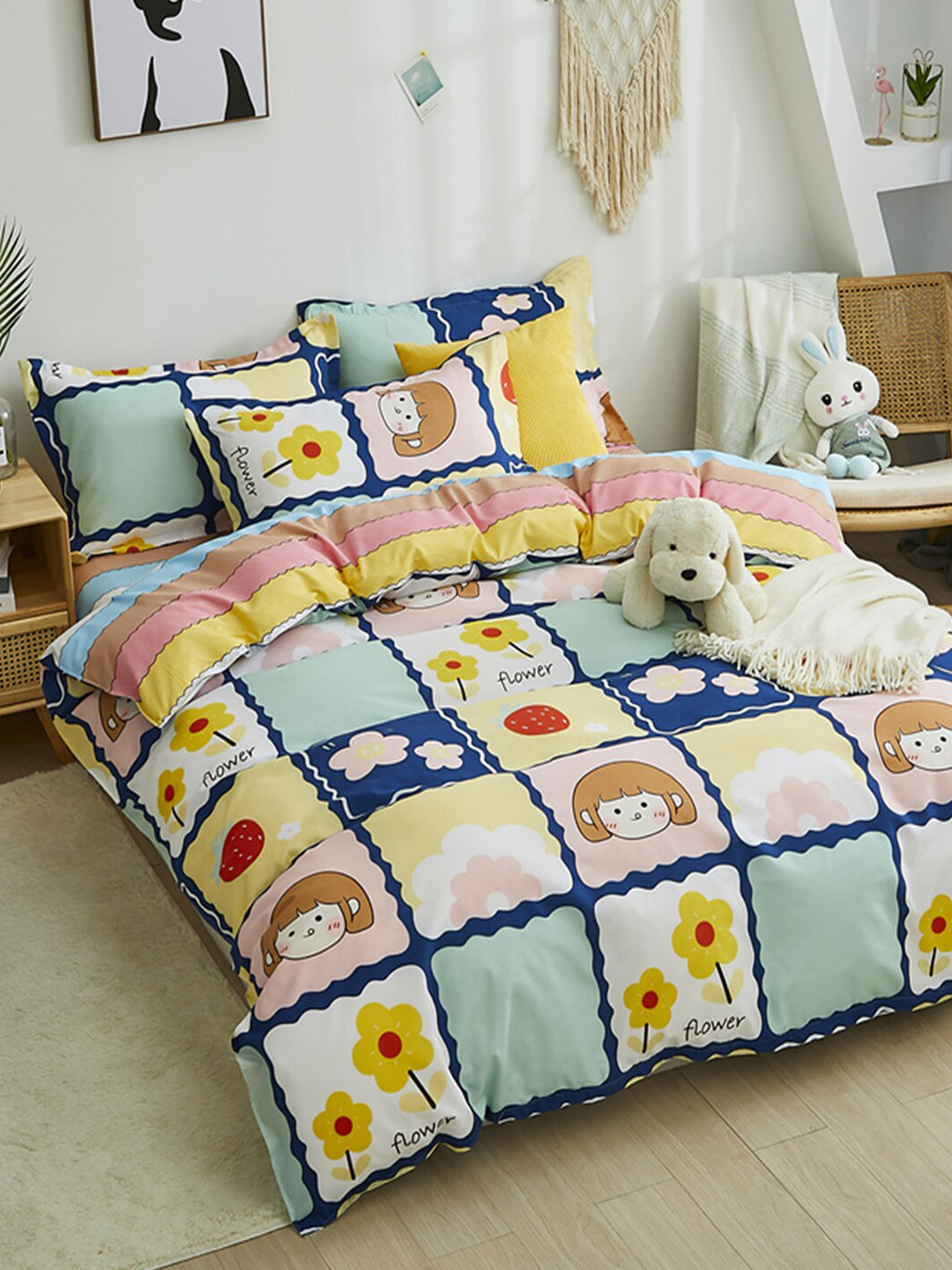 

JC Collection Brown Printed Double Queen Size Bedding Set & 2 Pillow Covers & Quilt Cover