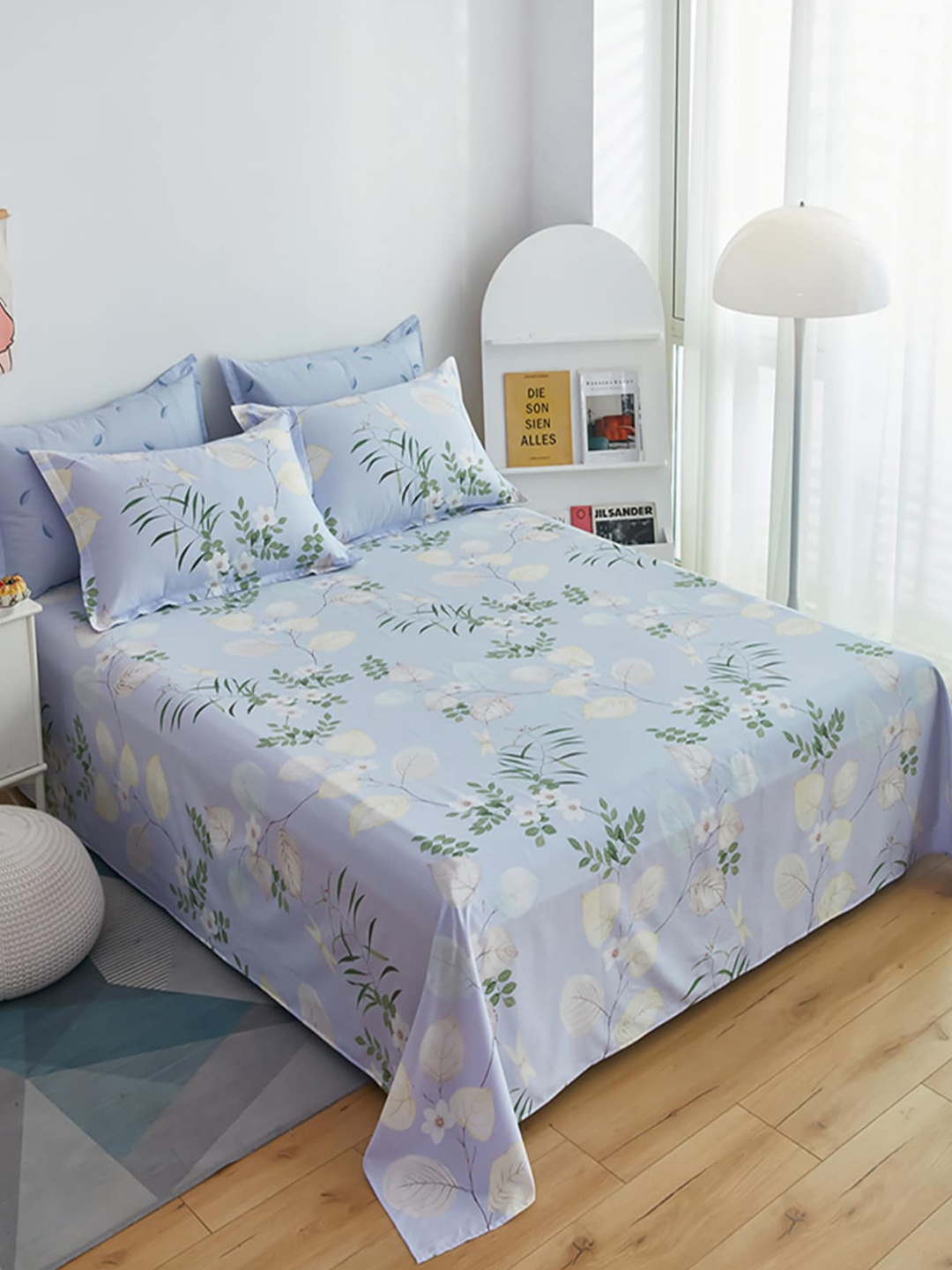 

JC Collection Purple Printed Pure Cotton Bedding Set & 2 Pillow Covers & Quilt Cover