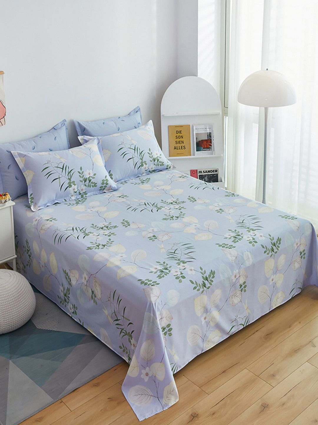 

JC Collection Purple & White Printed Pure Cotton Double King Bedding Set