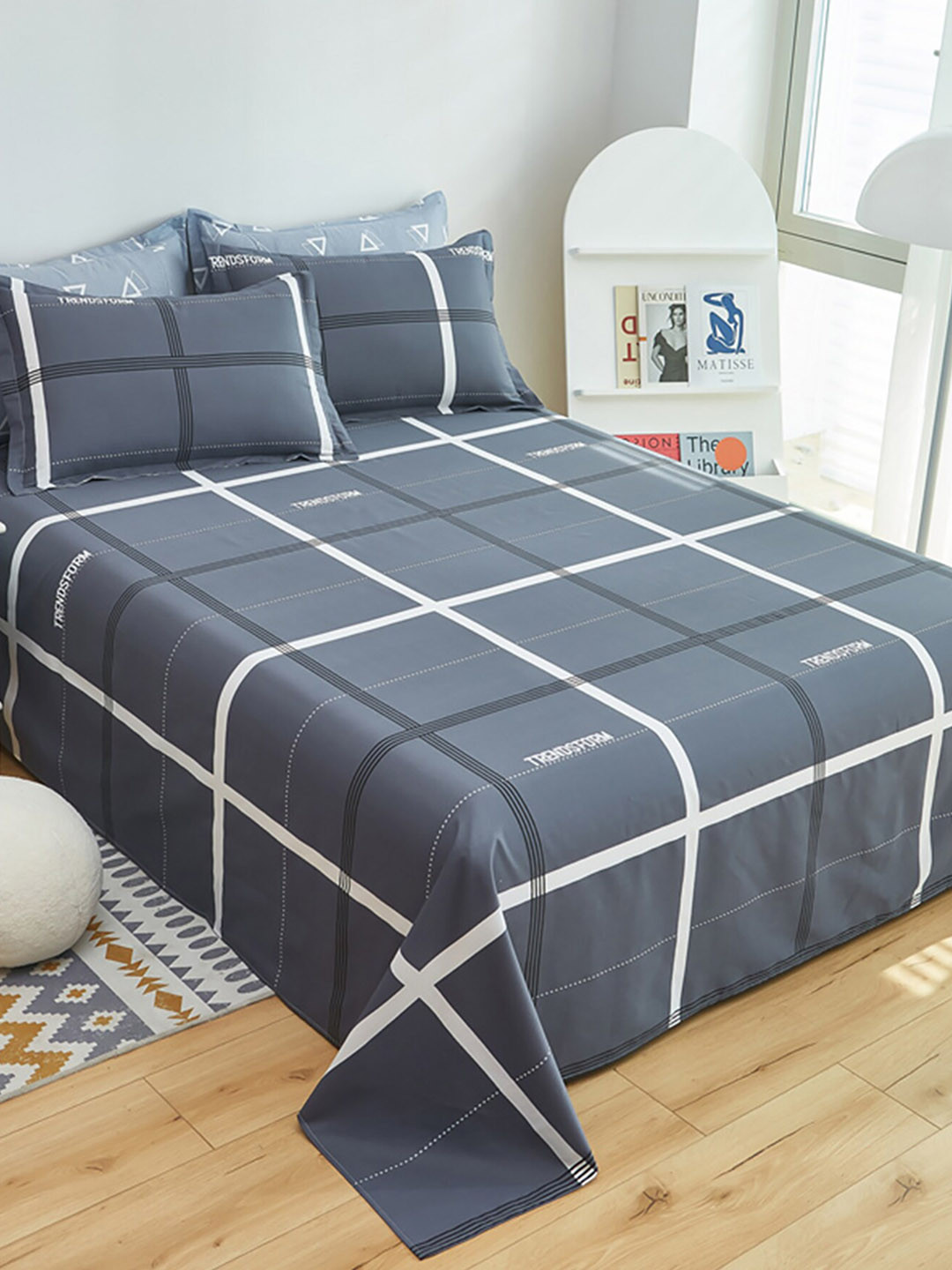 

JC Collection Grey Checked Pure Cotton Single Bedding Set