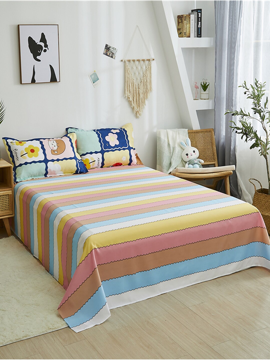 

JC Collection White & Blue Striped Single Bedding Set