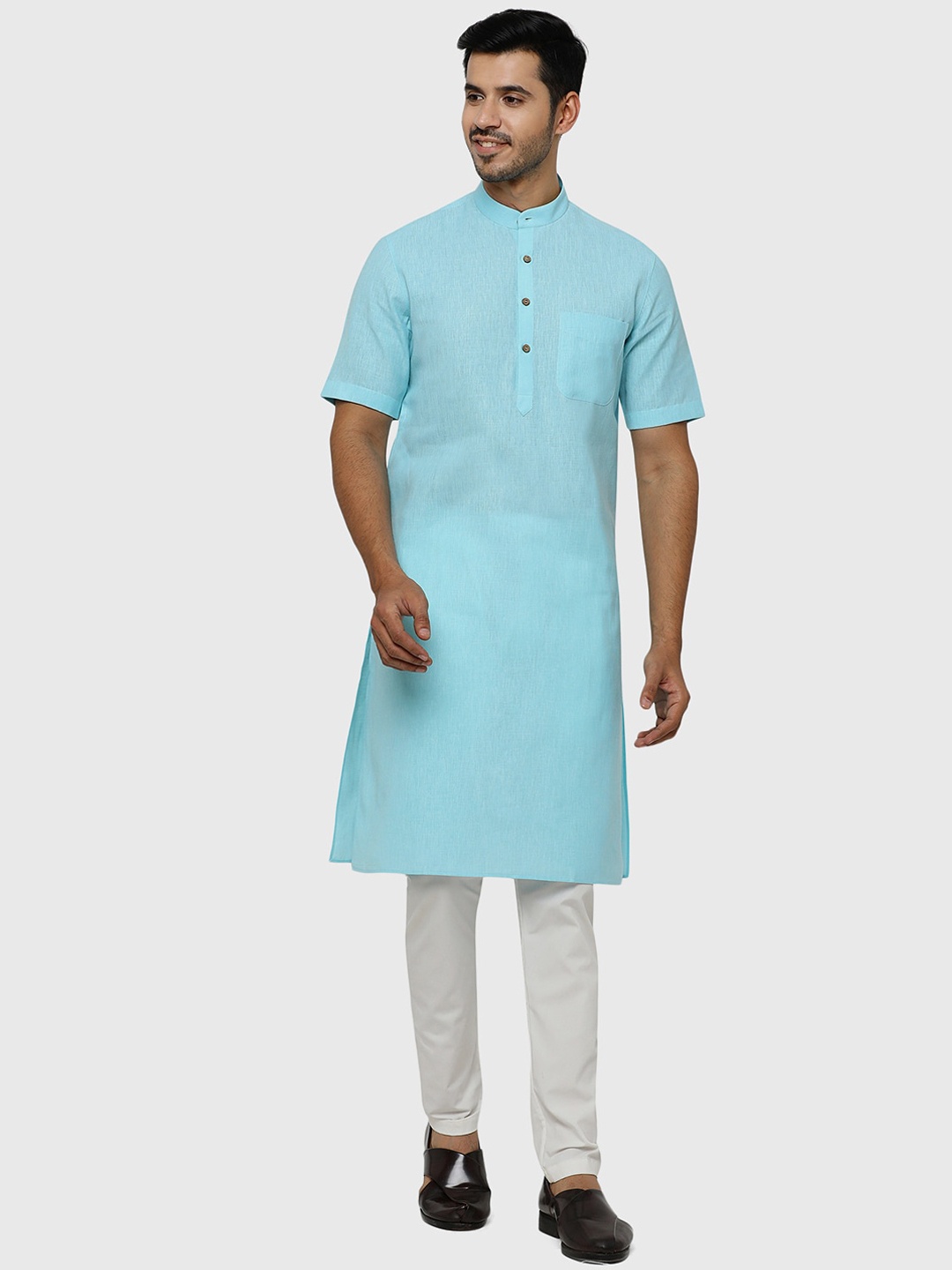 

Modi Kurta Plus Size Regular Fit Mandarin Collar Kurta, Blue