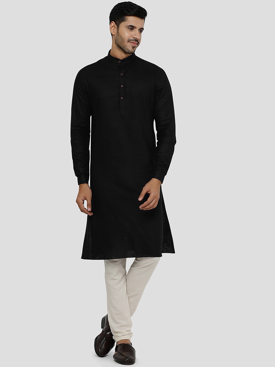 

Modi Kurta Cotton Mandarin Collar, Black