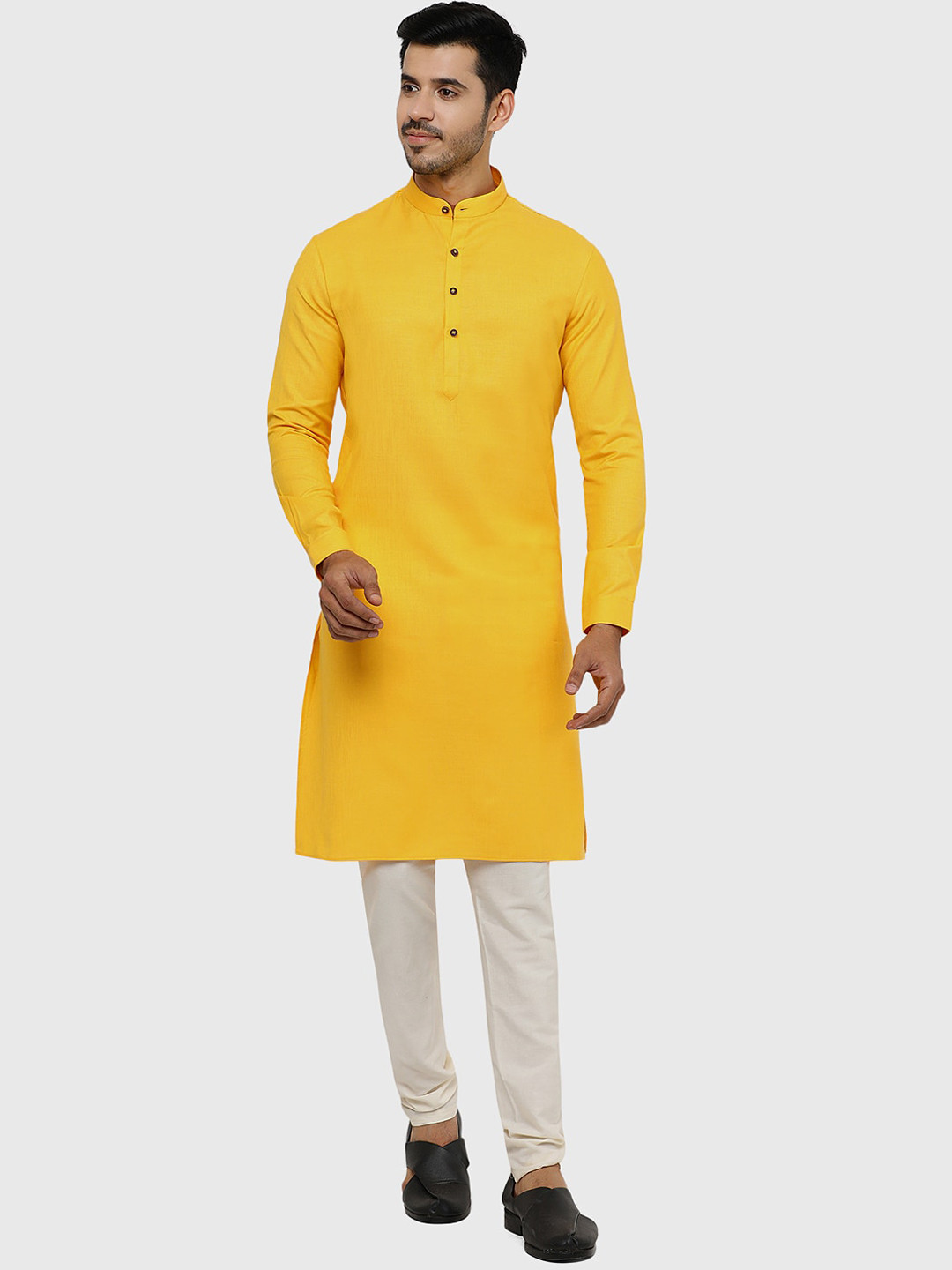 

Modi Kurta Men Yellow Cotton Kurta