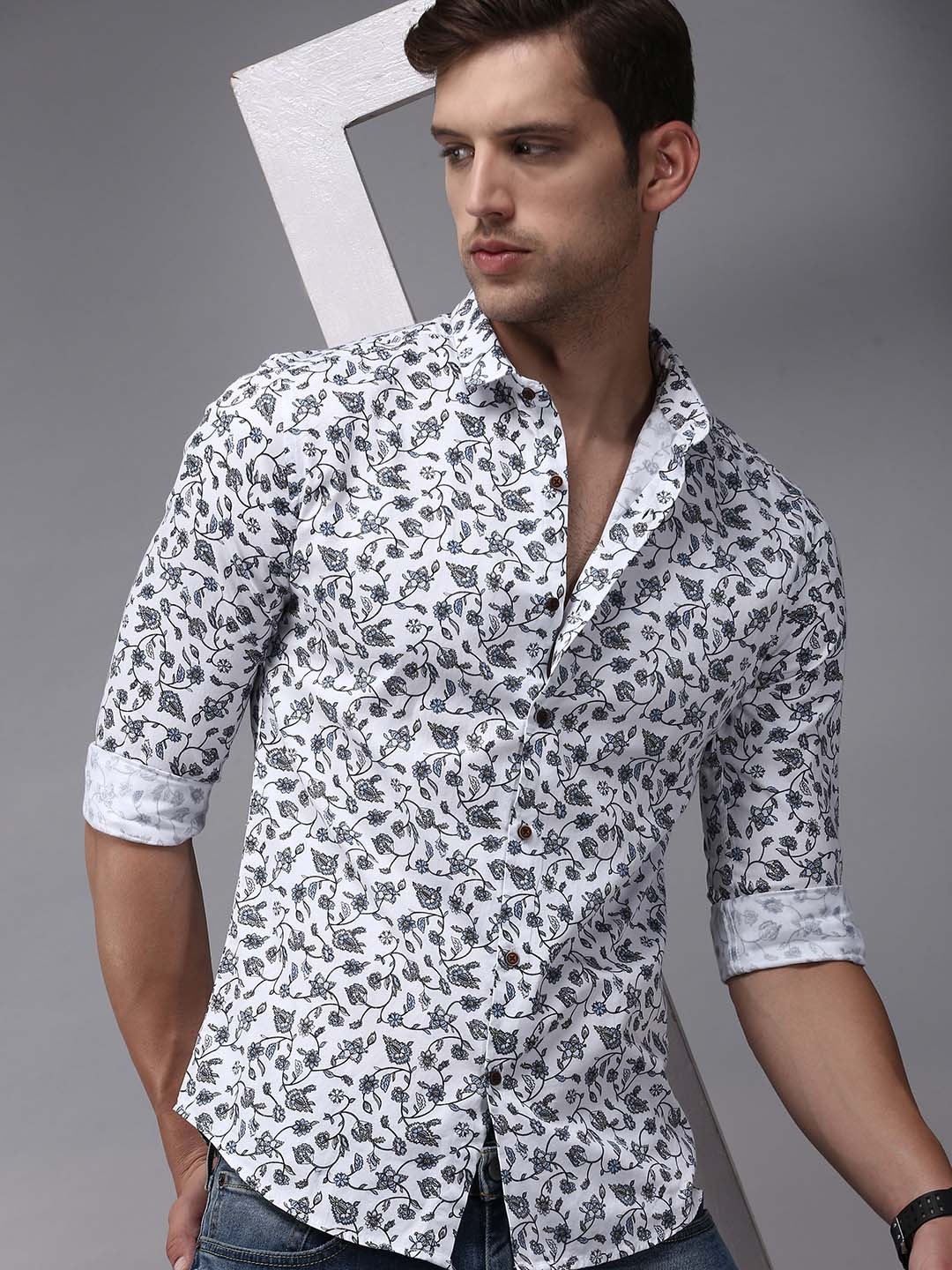 

SHOWOFF Men White Comfort Floral Printed Cotton Casual Shirt