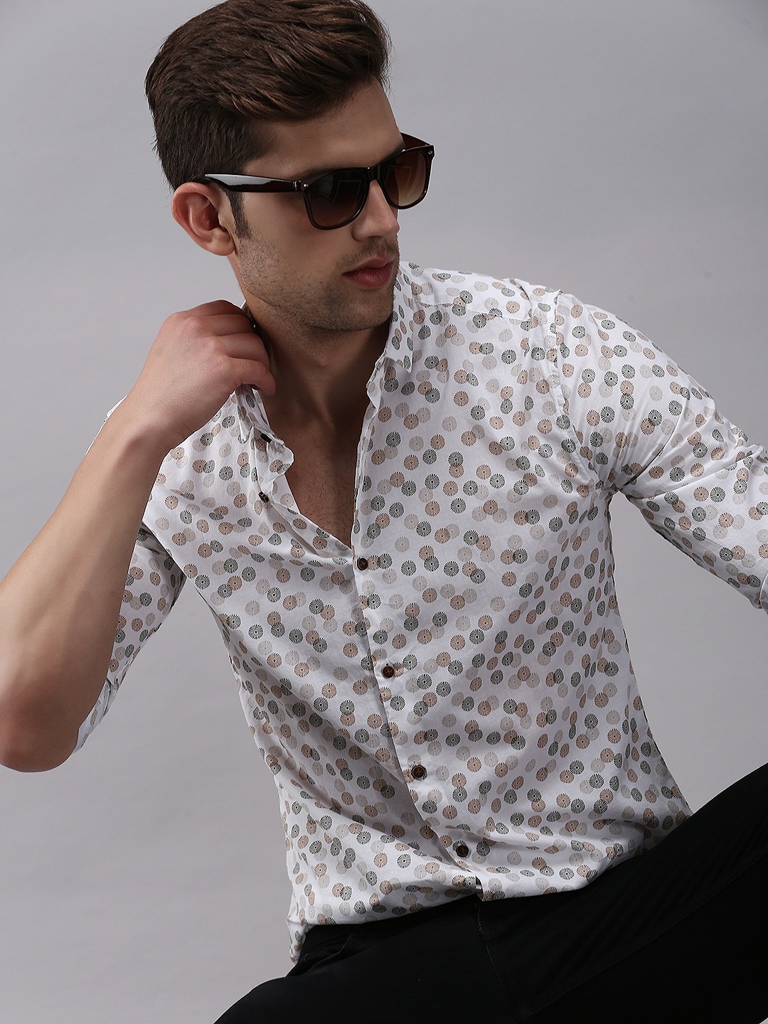 

SHOWOFF Men Comfort Floral Printed Cotton Casual Shirt, White