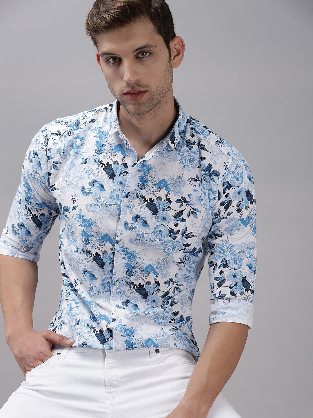 

SHOWOFF Men White Comfort Floral Printed Cotton Casual Shirt