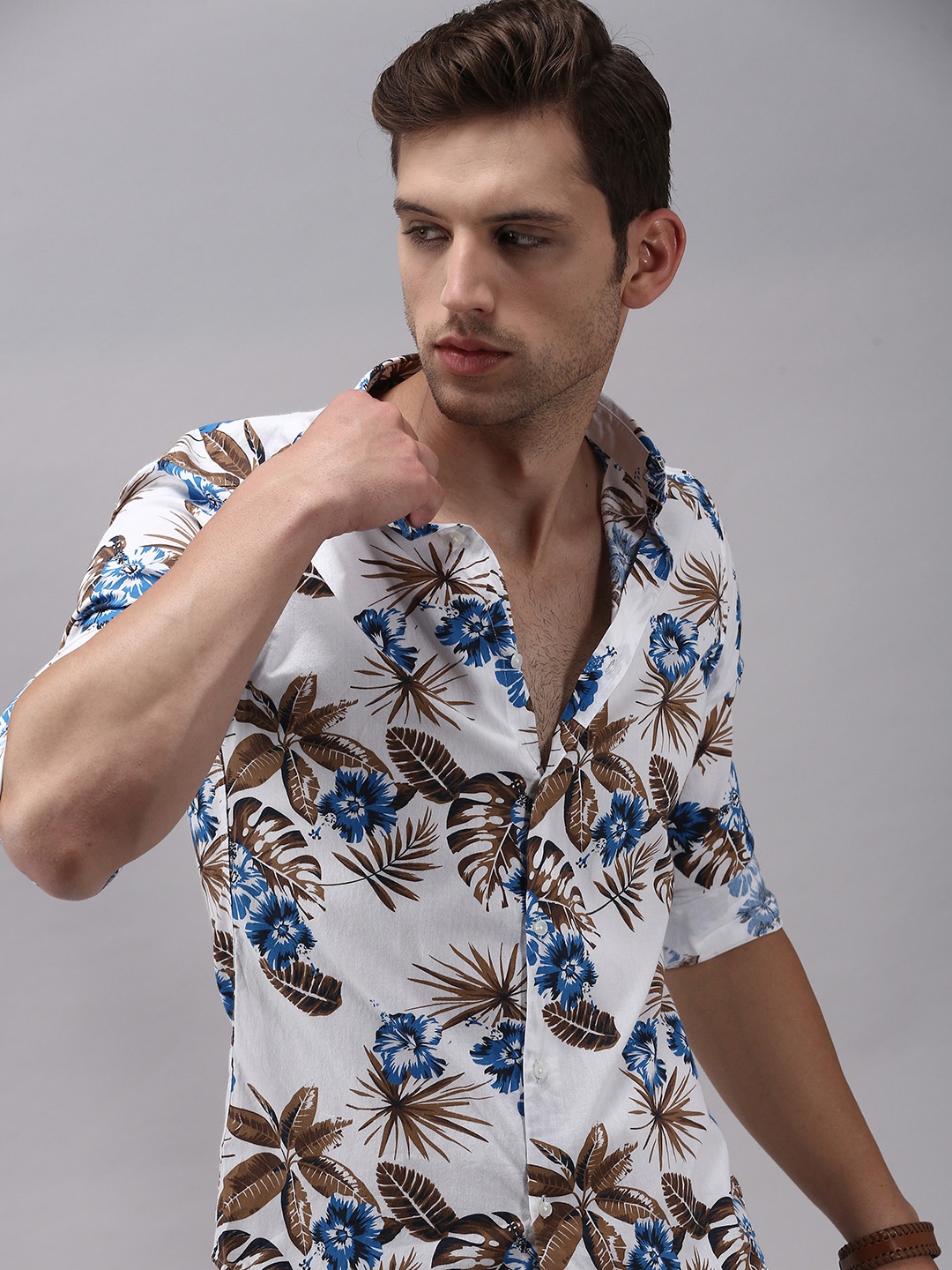 

SHOWOFF Men White Comfort Floral Printed Cotton Casual Shirt