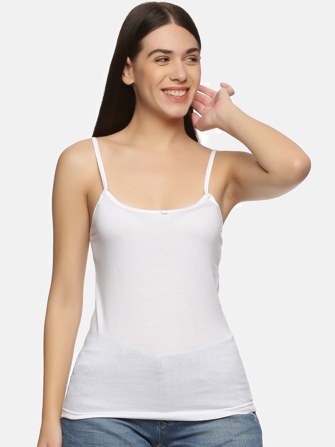 

NOT YET by us Women White Solid Cotton Camisoles