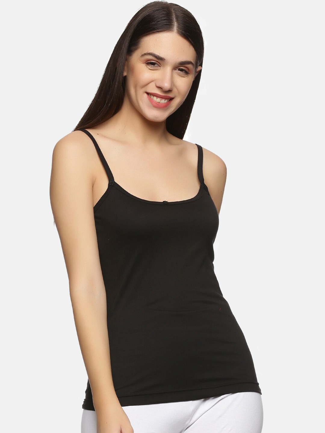 

NOT YET by us Women Black Solid Cotton Camisoles