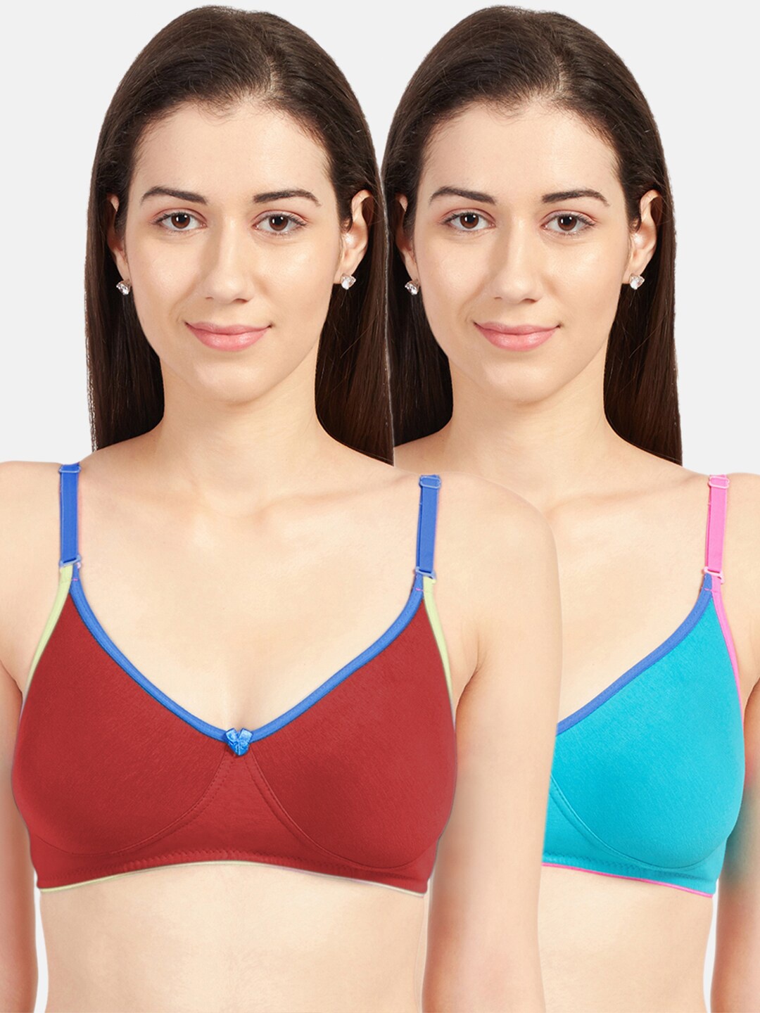 

Sonari Women Pack of 2 Red & Blue Non-Padded Bra